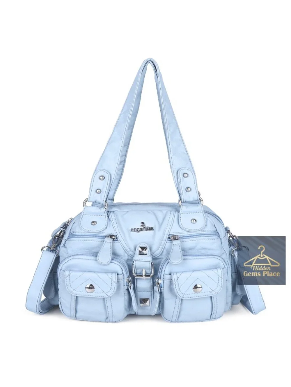 Hobo Crossbody Shoulder Bag - Soft PU Leather, 3 Compartments, 8 Pockets,
